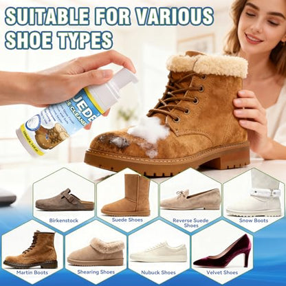 Suede Shoe Cleaner Kit, 6.76 Oz Nubuck & Suede Shoe Cleaning Kit, Sneaker Cleaner with Brush and Towel, Suede Cleaner for Shoes, Leather, Nubuck, Leather, Knit, Canvas