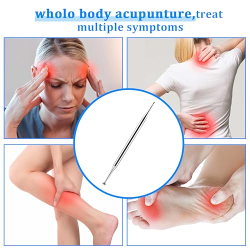 Ymapinc Acupuncture Pens, Reflexology Tools for Face Body Muscle Relax Trigger Point Massage Fascia Tool, Pressure Release for Feet Legs Arms Shoulders Neck Back - Stainless Steel