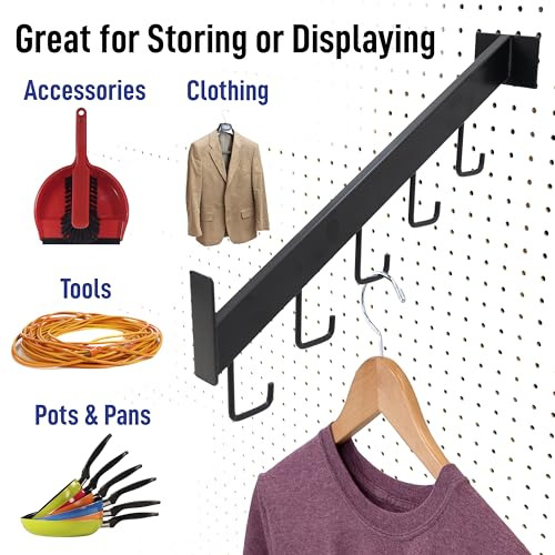 5-Hook Gig Bag Waterfall Display Attaches to Slatwall & Pegboard, Used for Displaying Clothing, Accessories, and Housewares (Quantity 12) (12, Black)