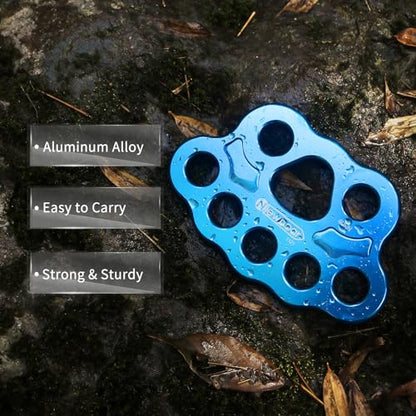 NewDoar Descender Plate 45KN Paw Rigging Plate 8 Holes Rock Climbing Gear (8 holes/45KN Blue)