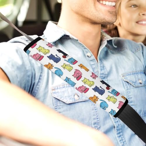 1 Pair Universal Soft and Comfortable Seat Belt Shoulder Pad for Adult Use, Stroller Pushchair High Chair, Cats Neck Strap Covers, Anti-Slip Pad - color: Pattern 1123