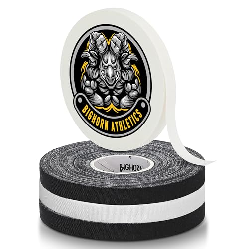 Bighorn Athletics Finger Tape, 0.3-Inch x 45-Feet, 4 Rolls, Black/White | Fingers & toes support in Jiu Jitsu, Rock Climbing, Running, MMA. EZ tear tape, Zinc oxide adhesive, peels off clean. - color: Black/White, size: 0.3-Inch
