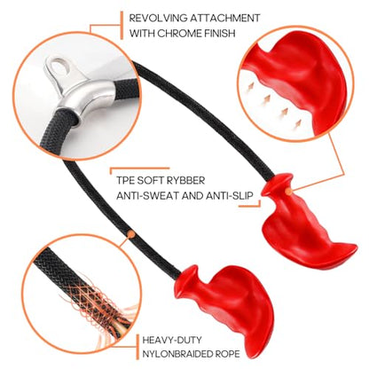 Tricep Rope Pull Down Attachment with Ergonomic Handles,Triceps Rope for Cable Machine Pulley System,Home Gym Accessories - color: Red