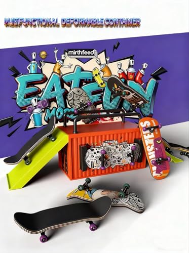 Lently Wood Fingerboards+Truck Set, 100mmL*30mm Mini Fingerboards and Multifunctional deformable Container (Poison) - color: Poison