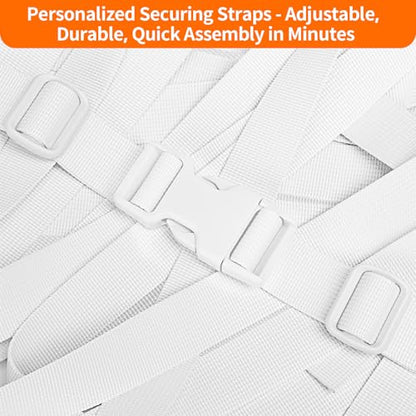 BEYOURD Buckle and Strap Set, 10 Yards Polyester Webbing Strap with 6 Dual Adjustable Side Release Plastic Buckles, 12 Pieces Tri-Glide Slider Clips for Custom Projects (Everyday Series 1 Inch, White) - color: White