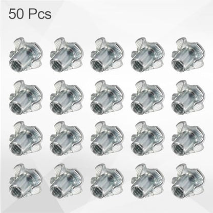 HARFINGTON 1/4x12mm T-Nuts 4 Pronged Tee Nut 0.69" x 0.47" Fully Thread Carbon Steel Inserts for Wood, Rock Climbing Holds, Cabinetry, Furniture 50pcs - size: 1/4" x 0.47" x 0.69" x 0.47"