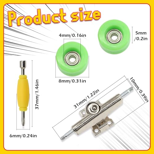 7 Pieces POM Green Fingerboard-Wheels Size 7.3mm*4.5mm Tool Set with 1 Screwdrivers 2 Alloy axles - color: Green
