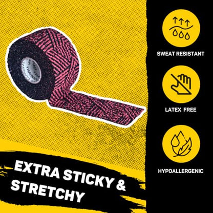 Happy Thumbs Tape - Gym & Hook Grip Tape - Thumb & Finger Protection - for Cross Training, Weightlifting, Gymnastics & More - Stretchy Adhesive Athletic Weightlifting Tape - 24 ft Long 3 Pack - color: Fire