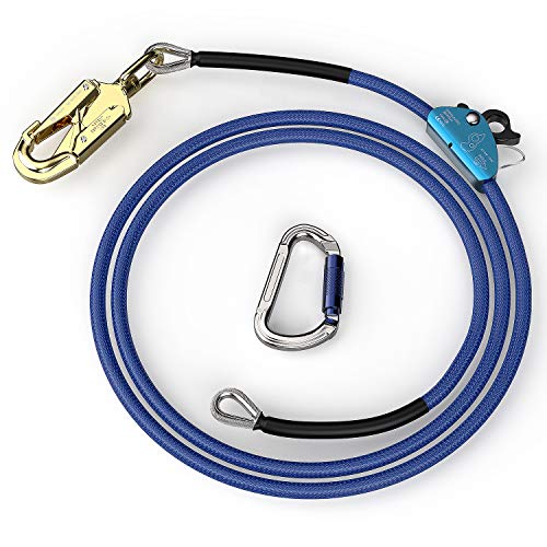 1/2" X 12ft Steel Core Tree Climbing kit Fall Protection Arborist | Climbing Flip Line Tree Climbing Rope with Steel Swivel Snap Hook Triple Lock Carabiner Rope Grab Adjuster - color: Royal Blue, size: 1/2 inch x 12 feet