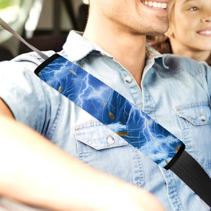 Breathable Car Seat Belt Pad for Girls and Boys, Stroller Pushchair High Chair, 2PCS Sea Lightning Eagles Feather Ocean Wave Shoulder Harness Cover Easy Install (No Tool) - color: Pattern 1259