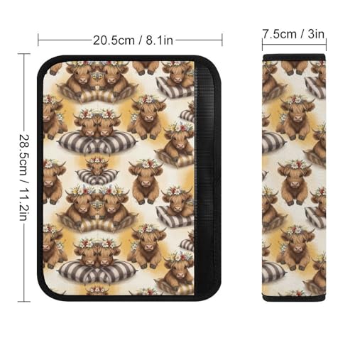 2 Pack Highland Cow Cute Seat Belt Shoulder Pad Universal Soft and Comfortable Seat Belt Covers Cushion for Kids, Most Cars, Comfortable Driving - color: Pattern 409