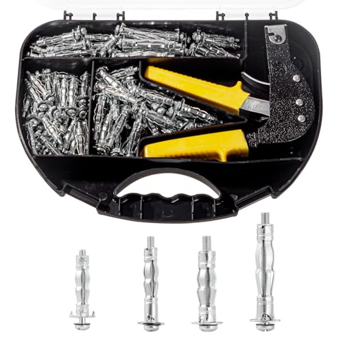 Hollow Wall Anchor Heavy Duty Zinc Plated Steel Bolt Hollow Drive Wall Anchor Screw Set for Drywall,Multiple Sizes Assortment Kit (4size88pcs) - style: 4size88pcs