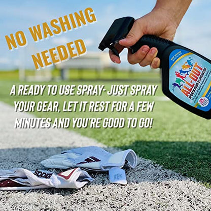 All-Out Sports Odor Eliminator Spray & Deodorizer | Perfect for Smelly Gloves, Hat, Bags, Helmets, Jerseys, Pads, Gear, Shoe & All Other Odors.| Best Formula | 24 oz Spray Bottle (AO503) | Fresh Scent