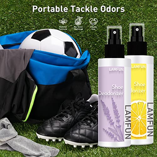 Shoe Odor Eliminator, LamFun Foot Shoe Deodorizer Spray, Natural Deodorant for Shoes, Feet, Sneakers, Work Boots, Air Freshener Spray, Lavender and Lemon