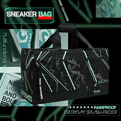 Sneaker Bag for Travel/Sneakerhead gift/, A Multi-functional Travel Duffel Bag with 3 Adjustable Dividers, & Shoulder Strap,Made of Nylon, Krone Kalpasmos Signature Edition, Future Neon Green - color: Neon Green, size: 23x9.8x13 inches