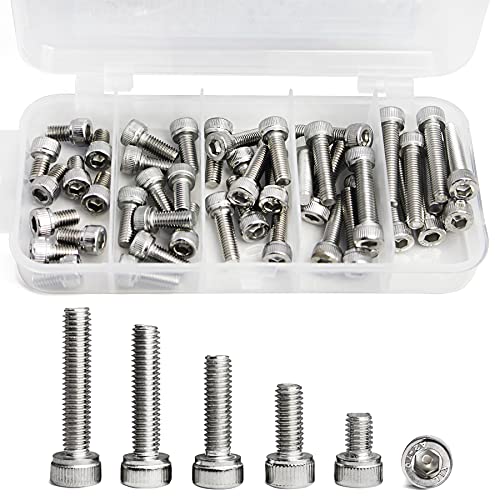 M5 x 8/12/ 16/20/ 25mm Socket Head Cap Screws M5 Bolts Stainless Steel 304 Metric Machine Hex Socket Screw, Fully Threaded, Bright Finish, Assortment Kit, 50PCS - size: M5 x 8/12/16/20/25mm