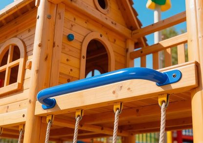 17 Inch Blue Playground Handles Indoor Kids Monkey Bars Ladders 6Pcs | Heavy Duty Solid Metal, Vibrant Color Smooth Glossy Powder Coating, Comfy Secure Grips for Playset Swing Set Climbing Frame - color: Blue- 6 Pack