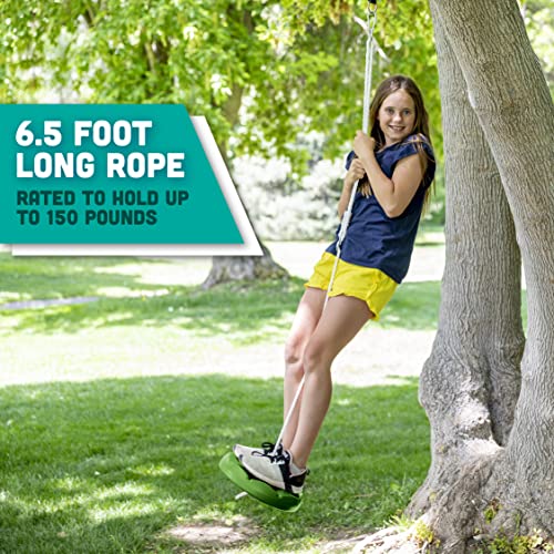 Squirrel Products Heavy Duty Green Disc Tree Swing with Rope for Outdoor Play - Easy DIY Addition to Playset or Tree - color: Green