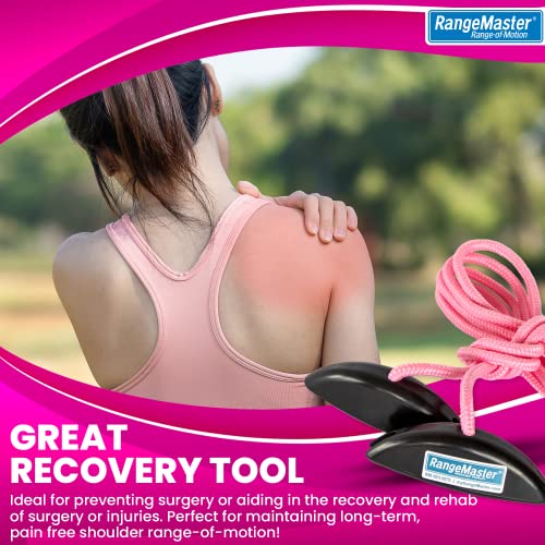 RangeMaster PinkRanger Shoulder Pulley with Patient Guide │ Aids Recovery and Rehabilitation │ Helps Enhance Pain Free Range of Motion │ Adjustable, Web Strap Door Attachment - color: Pink, style: Web Strap Door Attachment