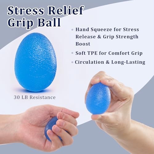 CYFIE Grip Strength Trainer Kit, Adjustable 10-132 lb, Hand Exerciser | Forearm Strengthener, Finger Stretcher, Stress Ball and Bag for Grip Recovery, Wrist Training, Rehab, Climbers and Musicians - color: Blue