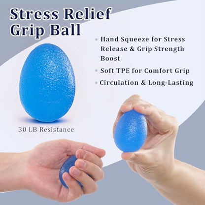 CYFIE Grip Strength Trainer Kit, Adjustable 10-132 lb, Hand Exerciser | Forearm Strengthener, Finger Stretcher, Stress Ball and Bag for Grip Recovery, Wrist Training, Rehab, Climbers and Musicians - color: Blue