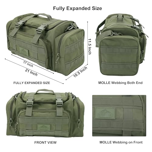 APRILBAY Duffel Bag – Heavy Duty Tactical Gym Bag for Men, Splashwater-Proof Weekender Travel Bag for Basketball, Football, Soccer, Hiking, and Hunting (Dark Green) - color: Dark Green