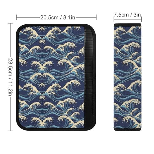 1 Pair Soft Padded Seat Belt Cover for Child, Most Cars, The Great Wave Off Kanagawa Japanese Shoulder Harness Cover, Neck and Shoulder Support - color: Pattern 155
