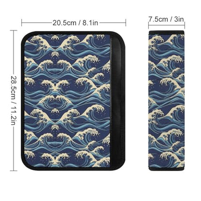 1 Pair Soft Padded Seat Belt Cover for Child, Most Cars, The Great Wave Off Kanagawa Japanese Shoulder Harness Cover, Neck and Shoulder Support - color: Pattern 155