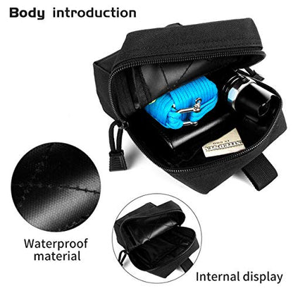 2 Pack Tactical Molle EDC Pouch Multi-Purpose Compact Pack Water-Resistant Utility Pouch with Flag Patch - color: Black