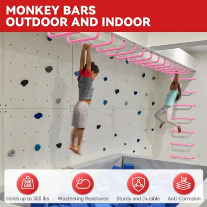 17.3 Inch Playground Handles Monkey Bars Indoor | Metal Grab Handle Hand Grips for Treehouse (Pink, 6 Pack) - color: Pink