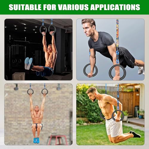 SELEWARE Trapeze Swing Rings, Non-Slip Gymnastic Rings Pull Up Exercise Rings for Home Gym Playground Ninja Warrior Obstacle Course Training Workout - color: 2-pack Trapeze Rings With 7.8" Rope