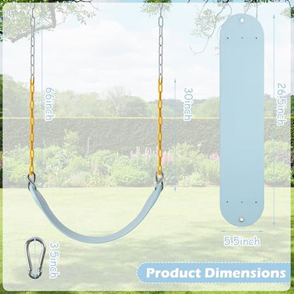 Sunnyglade 2PCS Swings Seats Heavy Duty with 66" Chain, Playground Swing Set Accessories Replacement with Snap Hooks, Support 250lb (2, Pastel Blue) - color: pastel Blue
