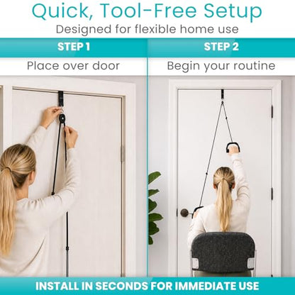 Vive Premium Shoulder Pulley for Physical Therapy w/ Carry Pouch - Over the Door Pulley for Shoulder Rehab - Rotator Cuff Exercise Strengthening Equipment - Overhead Pulleys Arm Pain Relief & Recovery