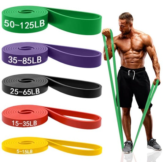 4PCS Resistance Bands for Working Out, Pull Up Assistance Bands Set | Latex Workout Bands for Men & Women, Exercise Bands Resistance for Body Stretching, Muscle Training and Physical Therapy - color: 5PCS
