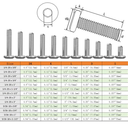 Metuja 1/4-20x1-1/2 Flat Head Hex Socket Cap Screws Bolts,304 Stainless Steel Fully Threaded Machine Screws with Hex Key (20PCS) Corrosion-Resistant for Furniture/Machinery - size: 1/4-20 x 1-1/2"
