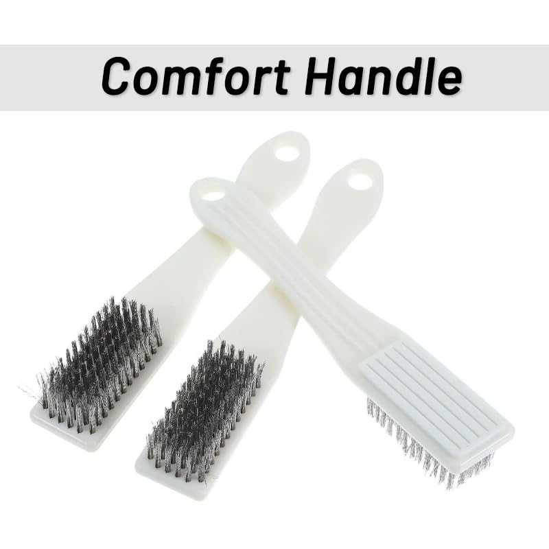 4 Pack Bowling Shoe Brushes - Stainless Steel Wire Cleaning Scrubber for Shoes Sliders Golf Cleats and Boots - Durable Brush Cleaner Kit for Mud and Dirt (White)