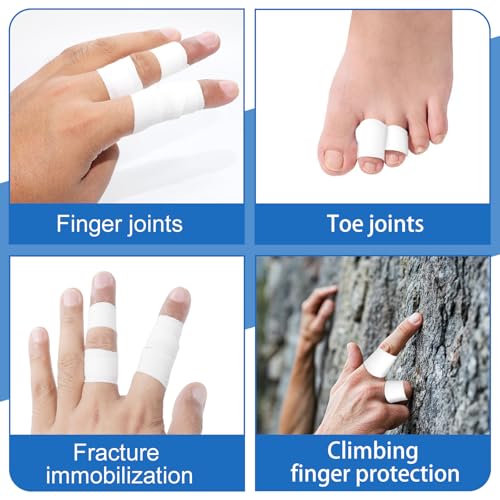 3 Rolls White Athletic Tape, 0.6 Inch Athletic Finger Tape, 32.8 Feet Each, Breathable & Waterproof Sports Tape for Joint & Muscle Support, Easy Removal No Residue