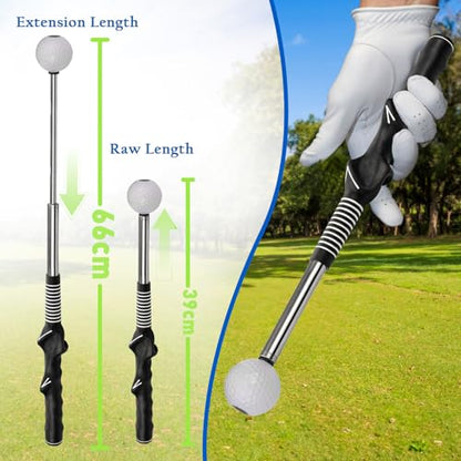 Retractable Golf Swing Training Aid, Golf Grip Trainer & Golf Swing Trainer for Warm-up, Right-Handed Golf Club for Indoor Practice, Golf Accessories - Strength & Tempo Training for Chipping Hitting - style: Left-Handed