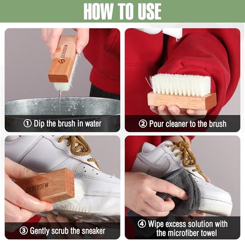 33PCS Shoe Cleaning Kit | 8oz Cleaner, 30 Pack Sneaker Wipes, Nylon Brushes, Microfiber Towel for Sneaker, Leather, Mesh & Canvas