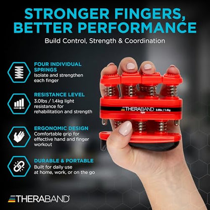 TheraBand Finger Exerciser — Hand & Finger Strengthener for Grip, Dexterity, Arthritis & Rehab — Spring-Loaded, Isolates Each Finger