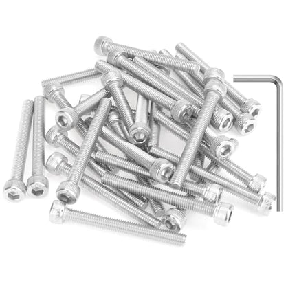 HELIFOUNER 30 Pieces M5 x 45mm, Thread Pitch 0.8mm, 304 Stainless Steel (18-8) Hex Socket Head Cap Screws, Fully Threaded - size: M5 x 45mm
