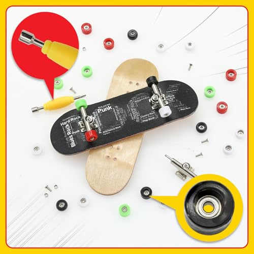 7 Pieces POM Black Fingerboard-Wheels Size 7.3mm*4.5mm Tool Set with 1 Screwdrivers 2 Alloy axles - color: Black