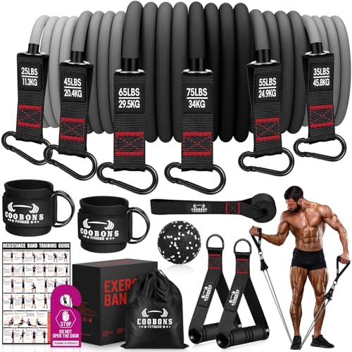 Heavy Resistance Bands for Working Out, 300LBS Exercise Bands with Handles, Workout Bands for Men, Weight Fitness Bands Set for Muscle Training, Strength, Slim, Yoga, Home Gym Equipment - color: Black, Grey, style: 300LBS