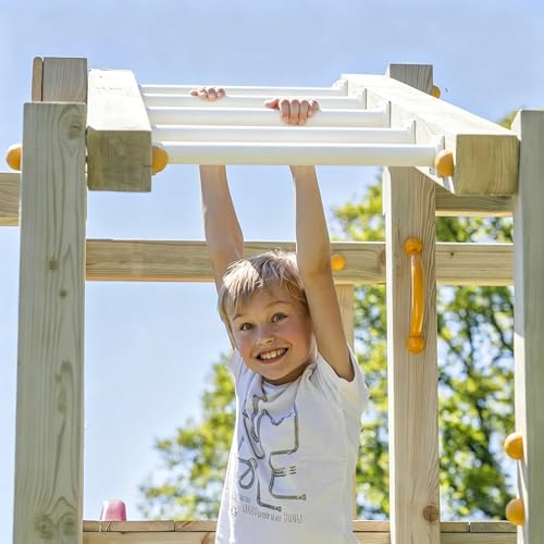6 Pcs White Outdoor Monkey Bars Ladder Rungs Playground Accessories | Heavy Duty Solid Constructed, Non-Slip Matte Powder Coated Weather Resistant, Hardware Include, Playset Swing Set Jungle Gym - color: White