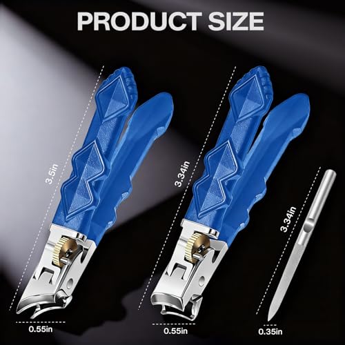 Wide Jaw Toenail Clippers for Thick Nails - Heavy Duty Stainless Steel Nail Clippers with Ergonomic Handle, Ultra Sharp Ingrown Nail Cutters for Men & Seniors.