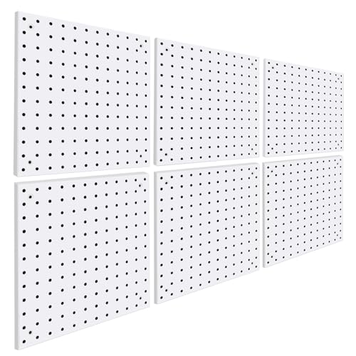 6 Pack Steel Peg Board,Universal 1/8 and 1/4 Pegboard Accessories,Ideal for Garage Tool Storage, Office Organization, Craft Room, Kitchen etc. (White, 6-12X12) - color: White, size: 6-12X12