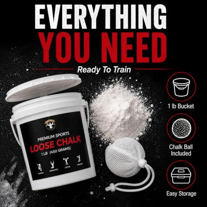 TITGGI 1 lb Gym Chalk Bucket with Chalk Ball, Pure Magnesium Carbonate | Pure Magnesium Carbonate with Loose Chalk and Chalk Ball for Better Grip During Climbing, Lifting and Gymnastics.