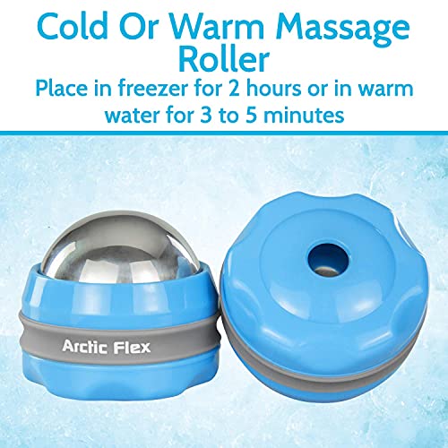 Arctic Flex Cold Massage Roller Ball (2 Pack) - Cryoball Massage Hand Ice | Ball - Sore Muscle Cold Therapy - Deep Tissue Depuffer Pain Relief - Jaw Eye Ice Depuffing Tool for Migraine, Injury, Foot
