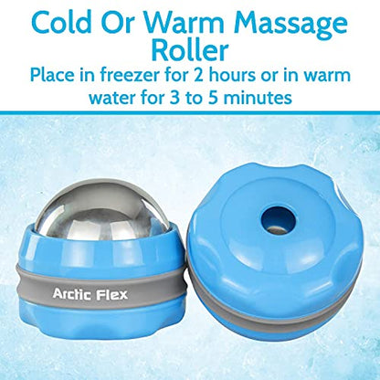 Arctic Flex Cold Massage Roller Ball (2 Pack) - Cryoball Massage Hand Ice | Ball - Sore Muscle Cold Therapy - Deep Tissue Depuffer Pain Relief - Jaw Eye Ice Depuffing Tool for Migraine, Injury, Foot