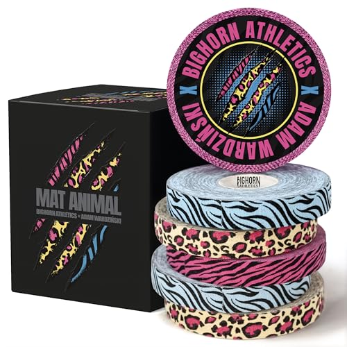 Bighorn Athletics Animal Print Finger Tape | 6 Rolls 0.5-in x 45-Ft | Athletic Tape for Finger and Toes | Zinc Oxide Adhesive No Sticky Residue | for Jiu Jitsu & Sports | Mat Animal Collection - color: Multicolor, size: 0.5-Inch